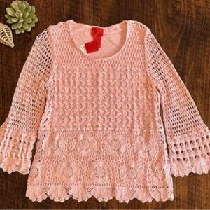 Christina Blush Crochet Sweater